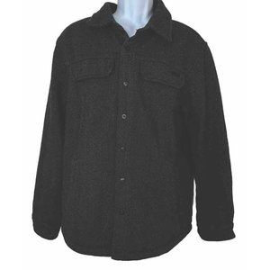 Prana Men's Jacket Lined Snap Buttons Recycled Wool Blend Medium Black Pockets